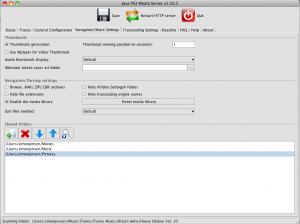 PS3 Java Media Server - Share Settings