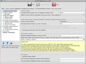 PS3 Java Media Server - Transcoding Settings